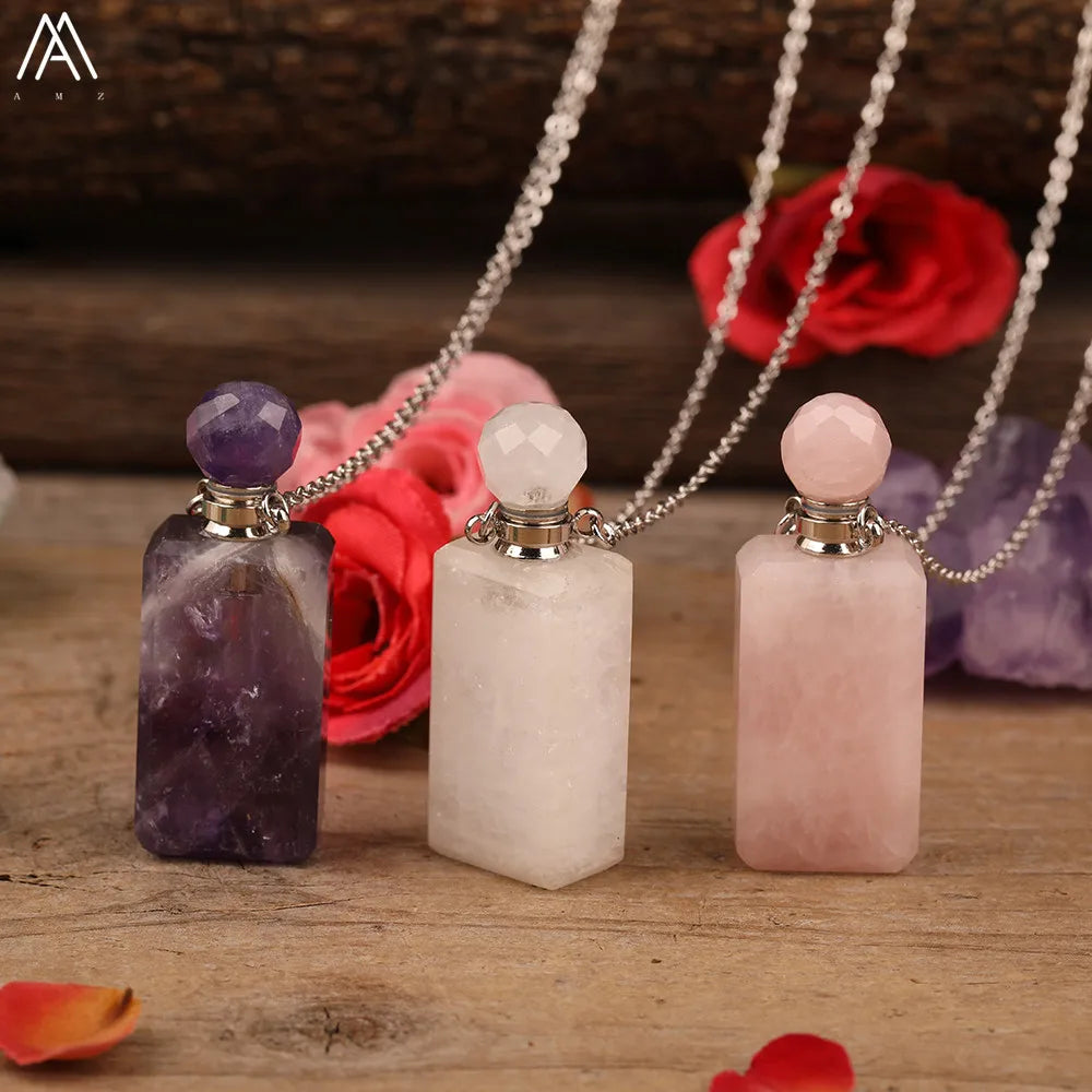 Natural Gemstone Bottle Necklaces