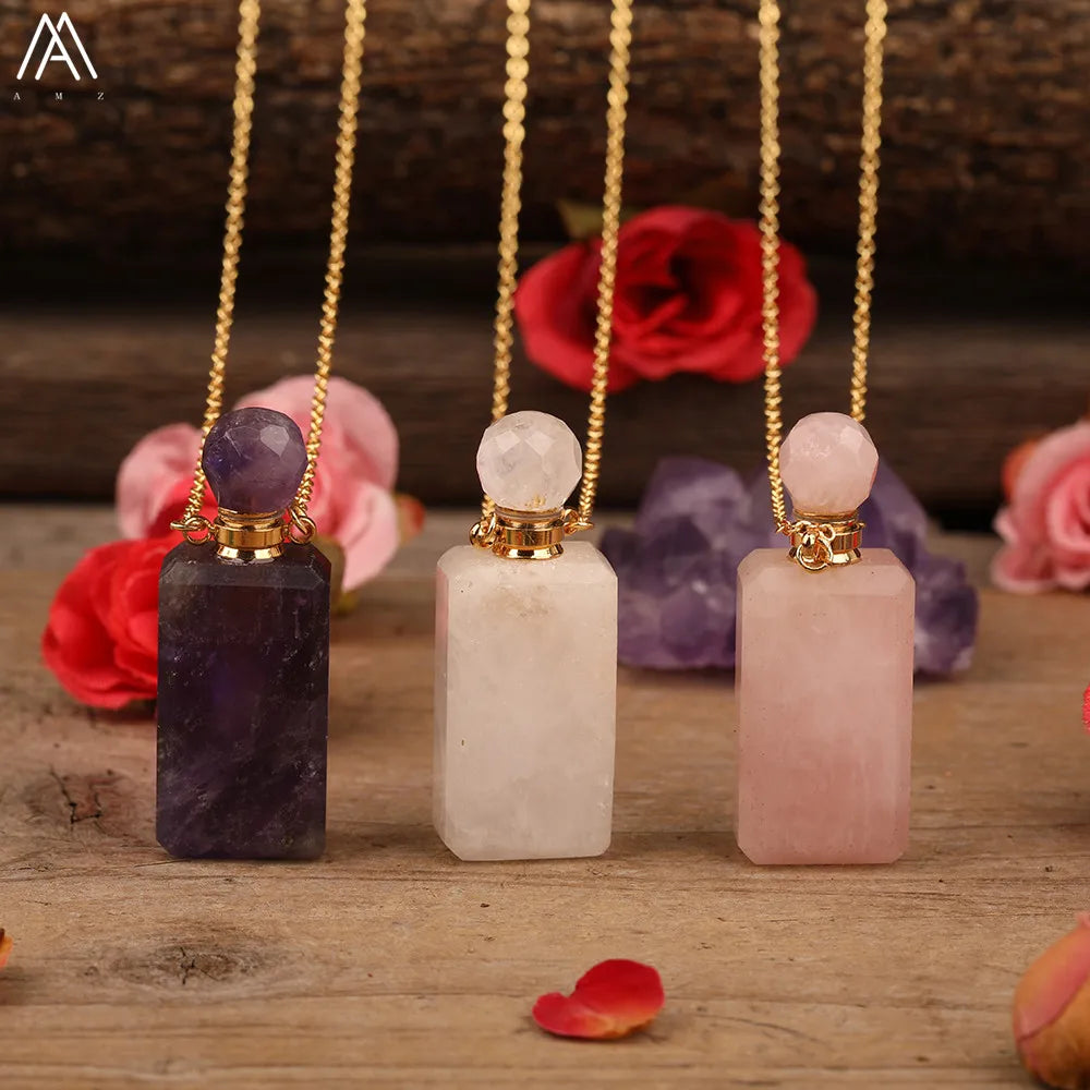 Natural Gemstone Bottle Necklaces