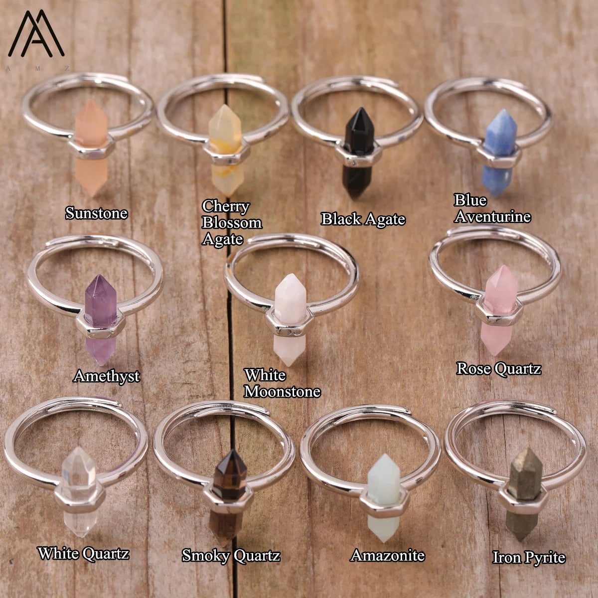 Crystal Pendant Gemstone Adjustable Ring