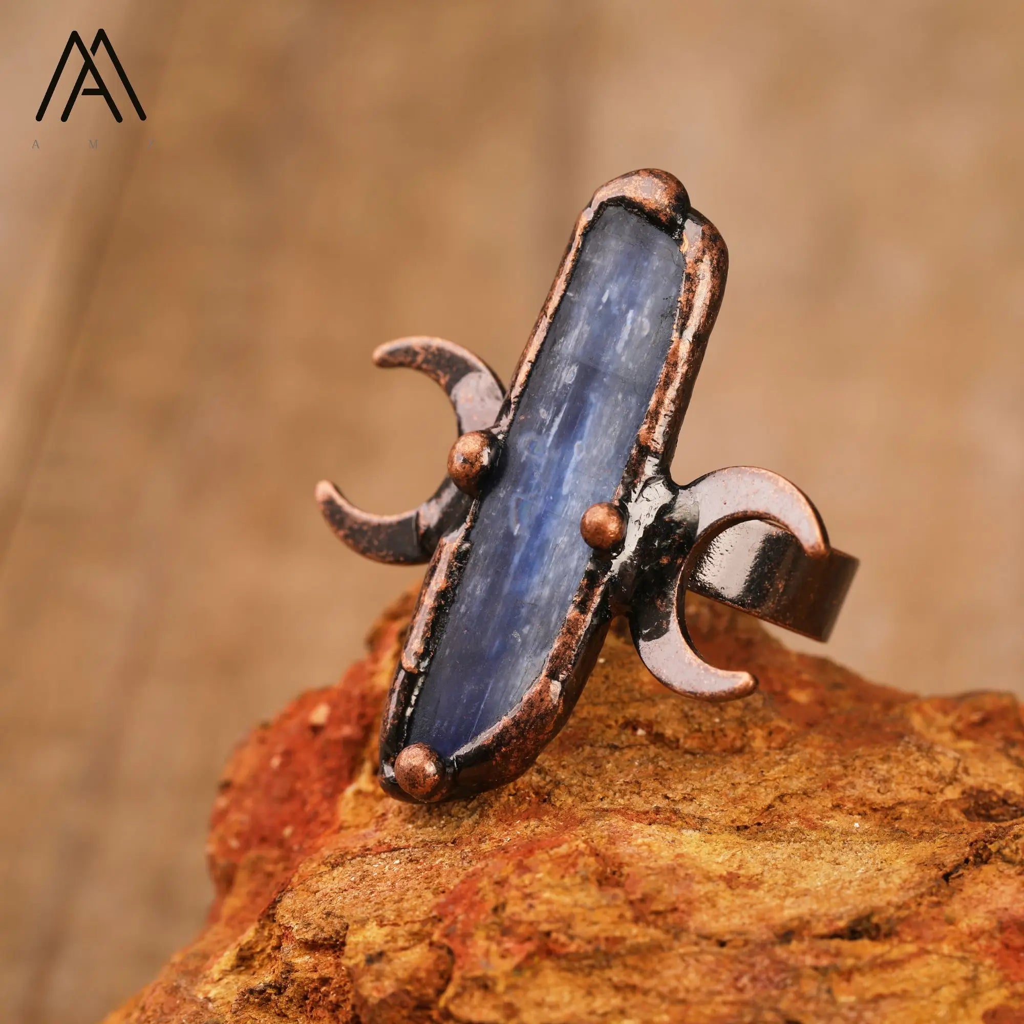 Blue Kyanite Rings Healing Moon Adjustable Ring