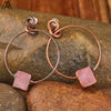 Handmade Square Rose Quartz Hoop Earrings