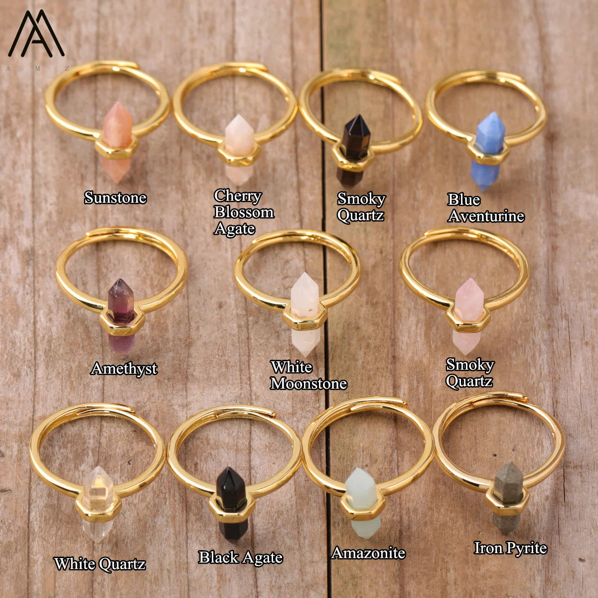 Crystal Pendant Gemstone Adjustable Ring