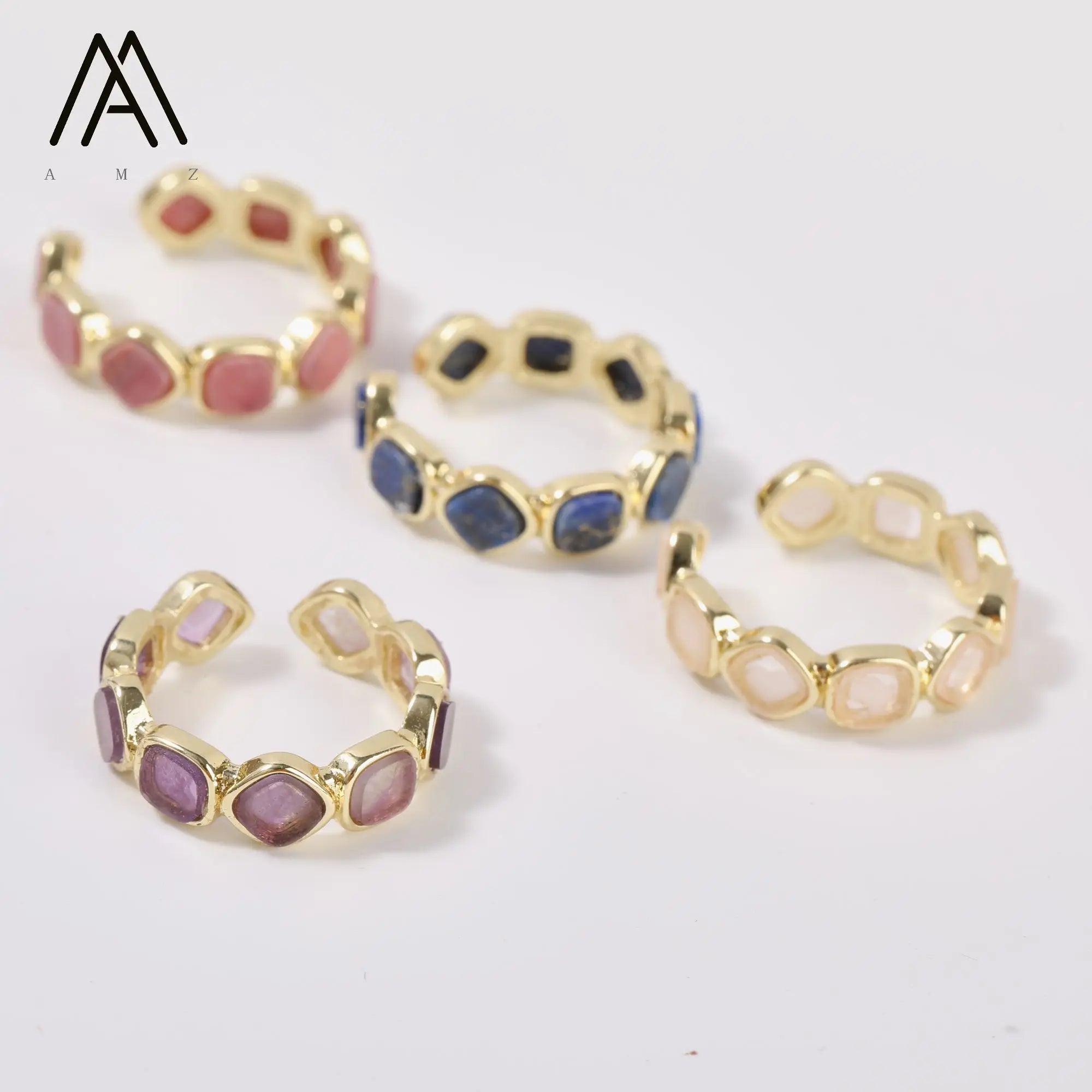 Crystal Gemstone Band Adjustable Rings