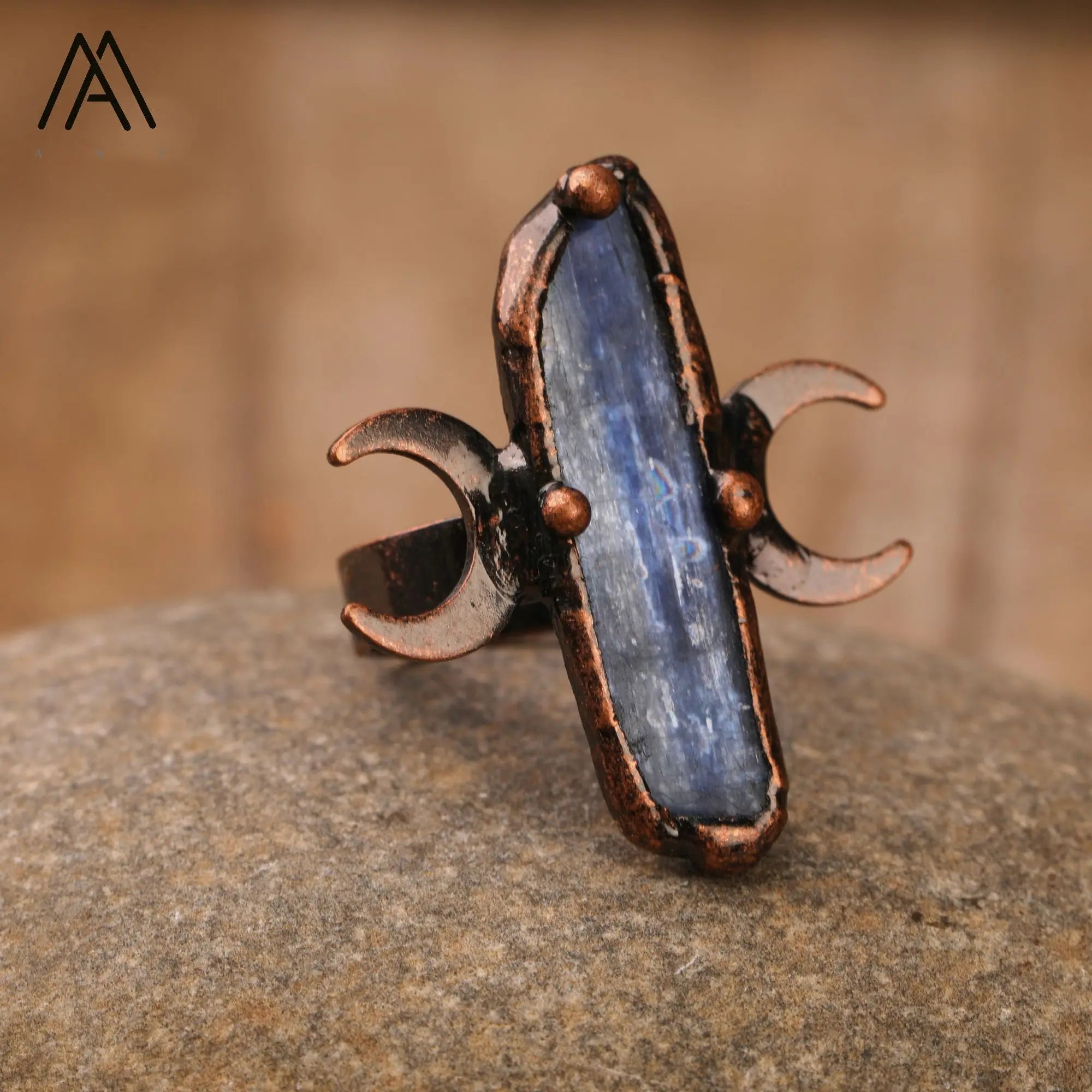 Blue Kyanite Rings Healing Moon Adjustable Ring