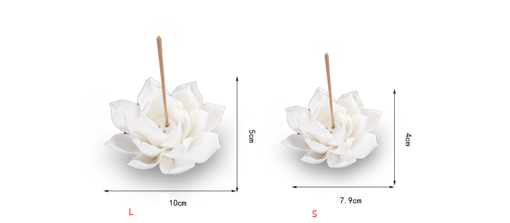 White Ceramic Lotus Flower Incense Burner For Calming Vibes