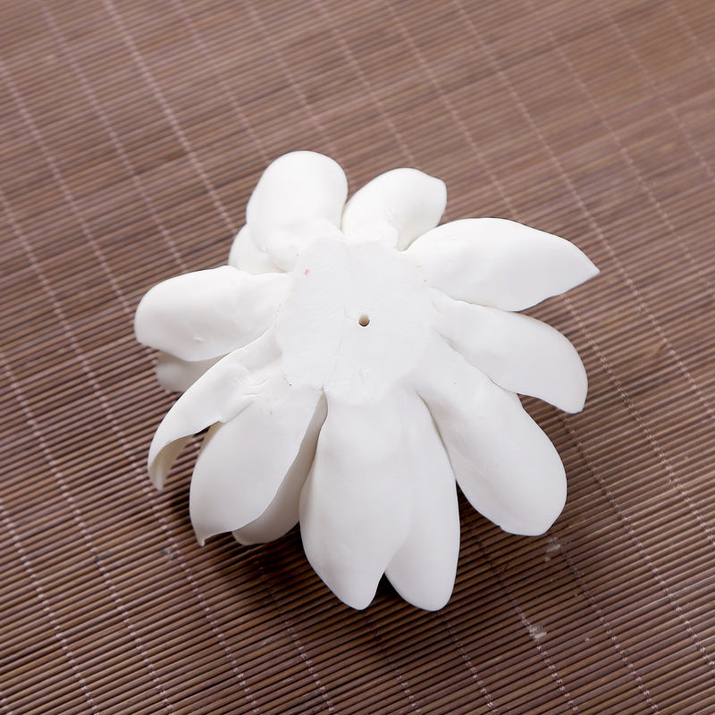 White Ceramic Lotus Flower Incense Burner For Calming Vibes