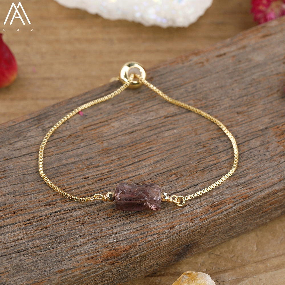 Single Healing Gemstone Adjustable Bracelet