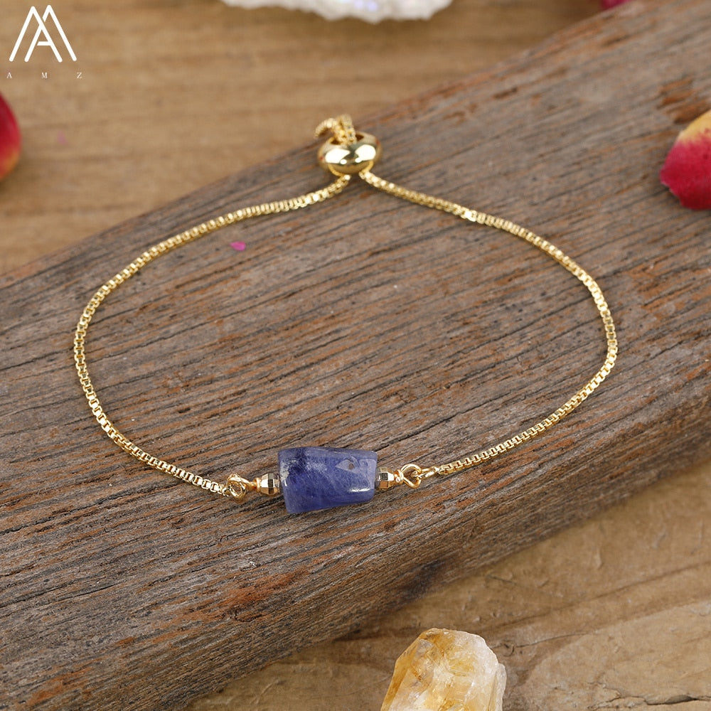 Single Healing Gemstone Adjustable Bracelet