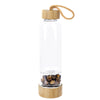 Natural Crystal Healing Glass Energy Water Bottle With Natural Bamboo For Manifesting