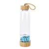 Natural Crystal Healing Glass Energy Water Bottle With Natural Bamboo For Manifesting