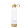 Natural Crystal Healing Glass Energy Water Bottle With Natural Bamboo For Manifesting