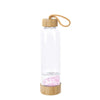 Natural Crystal Healing Glass Energy Water Bottle With Natural Bamboo For Manifesting