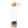 Natural Crystal Healing Glass Energy Water Bottle With Natural Bamboo For Manifesting