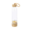 Natural Crystal Healing Glass Energy Water Bottle With Natural Bamboo For Manifesting