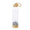 Natural Crystal Healing Glass Energy Water Bottle With Natural Bamboo For Manifesting