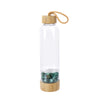 Natural Crystal Healing Glass Energy Water Bottle With Natural Bamboo For Manifesting